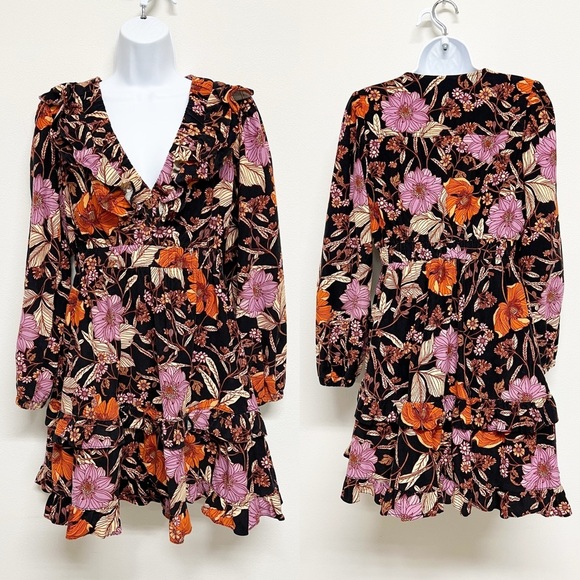 Pilcro Dresses & Skirts - Anthropologie Pilcro Womens Floral Tiered Ruffle Long Sleeve Corduroy Dress